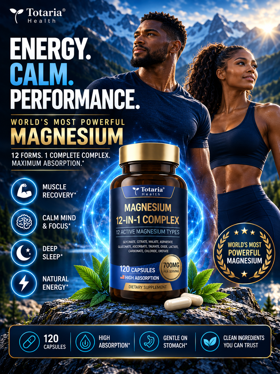 Totaria Health Magnesium 12-in-1 Complex — energy, calm and performance